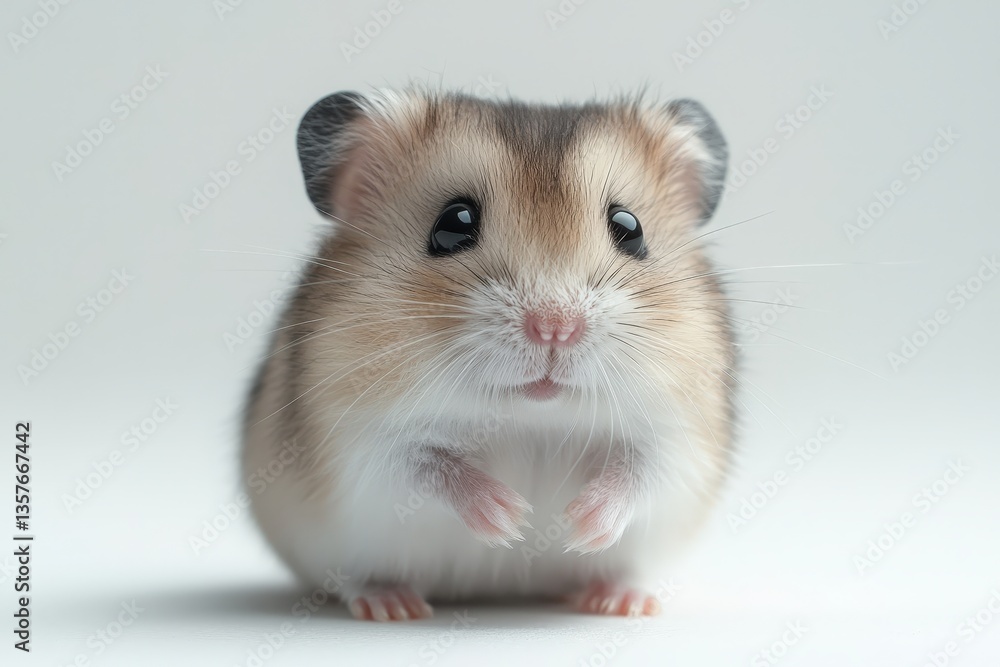 Cute hamster gazing adorably with tiny paws and soft fur in minimalist setting Cute hamster gazing adorably with tiny paws and soft fur in minimalist setting