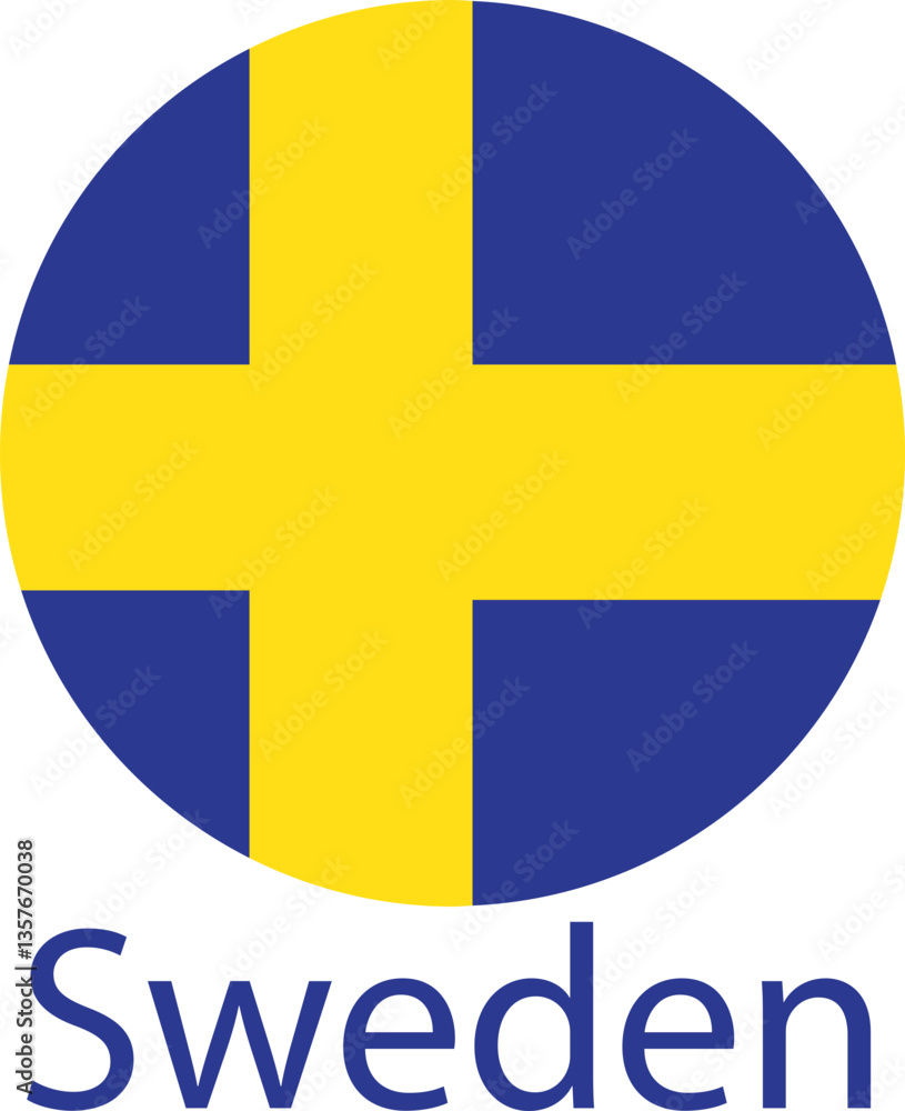 Sweden flag. Official national flag of the world. Country round shape illustration. Official coloring sign, country flag banner. International travel symbol isolated on transparent background. Sweden flag. Official national flag of the world. Country round shape illustration. Official coloring sign, country flag banner. International travel symbol isolated on transparent background.