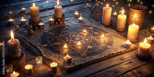 Mystical Night Chiromancy Chart: Palm Reading Under Starlit Sky