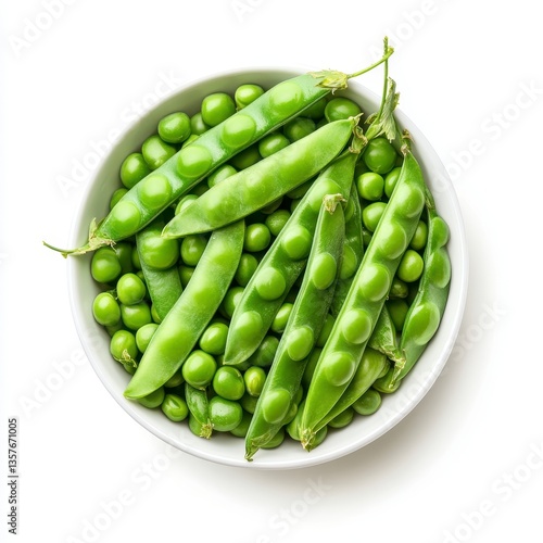 Wallpaper Mural Fresh green peas in a white bowl, overhead view. Vibrant green color, healthy and nutritious Torontodigital.ca