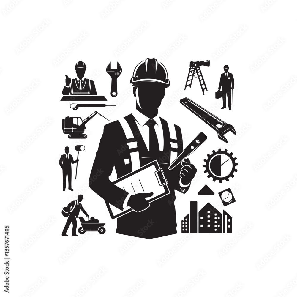 custom made wallpaper toronto digitalConstruction Worker Vector (6).eps