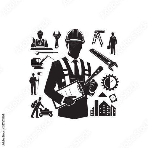 Wallpaper Mural Construction Worker Vector (6).eps Torontodigital.ca