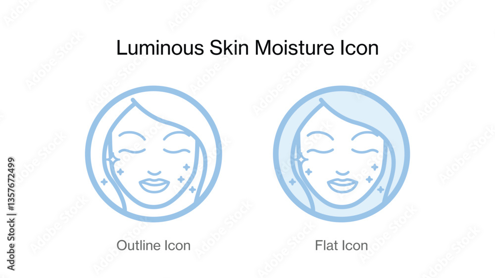 Luminous Skin Moisture Icon for Cosmetic and Skincare Product in Vector Art Luminous Skin Moisture Icon for Cosmetic and Skincare Product in Vector Art
