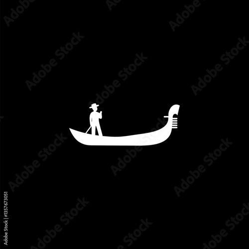 Gondola with gondolier icon isolated on dark background