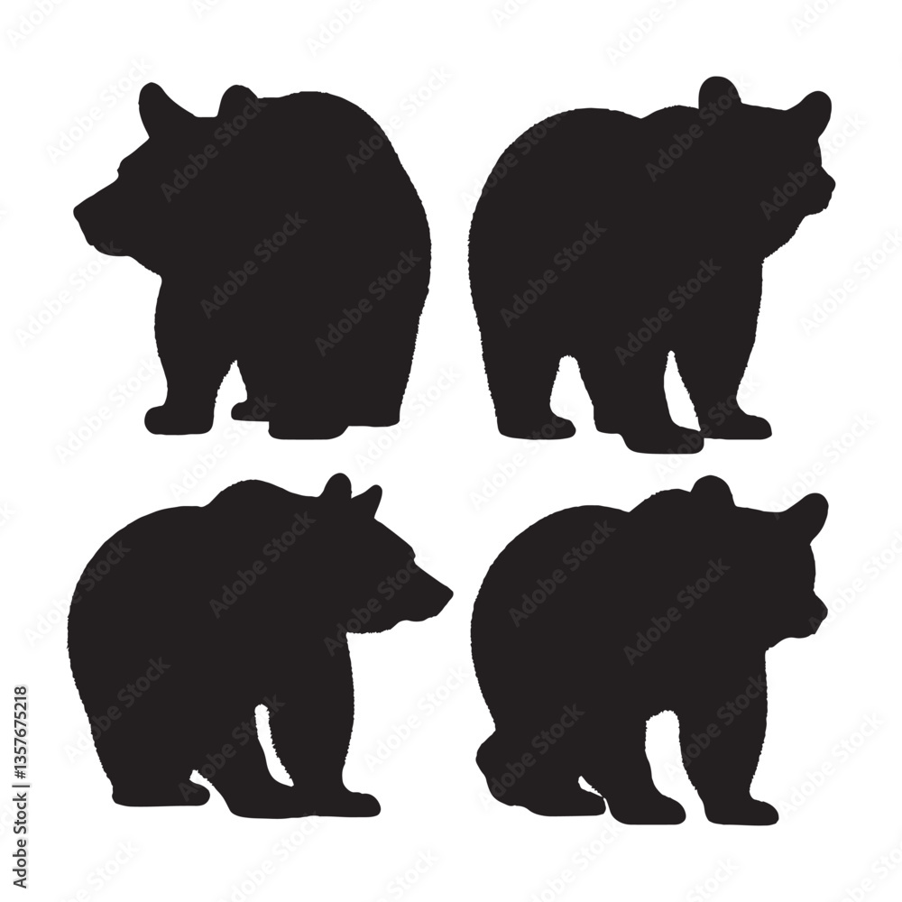 Fototapeta premium Bear Silhouette Vector - Wild and Aggressive Grizzly Bear Symbol for Adventure Enthusiasts - Bear Vector - Bear Icon - Bear Illustration