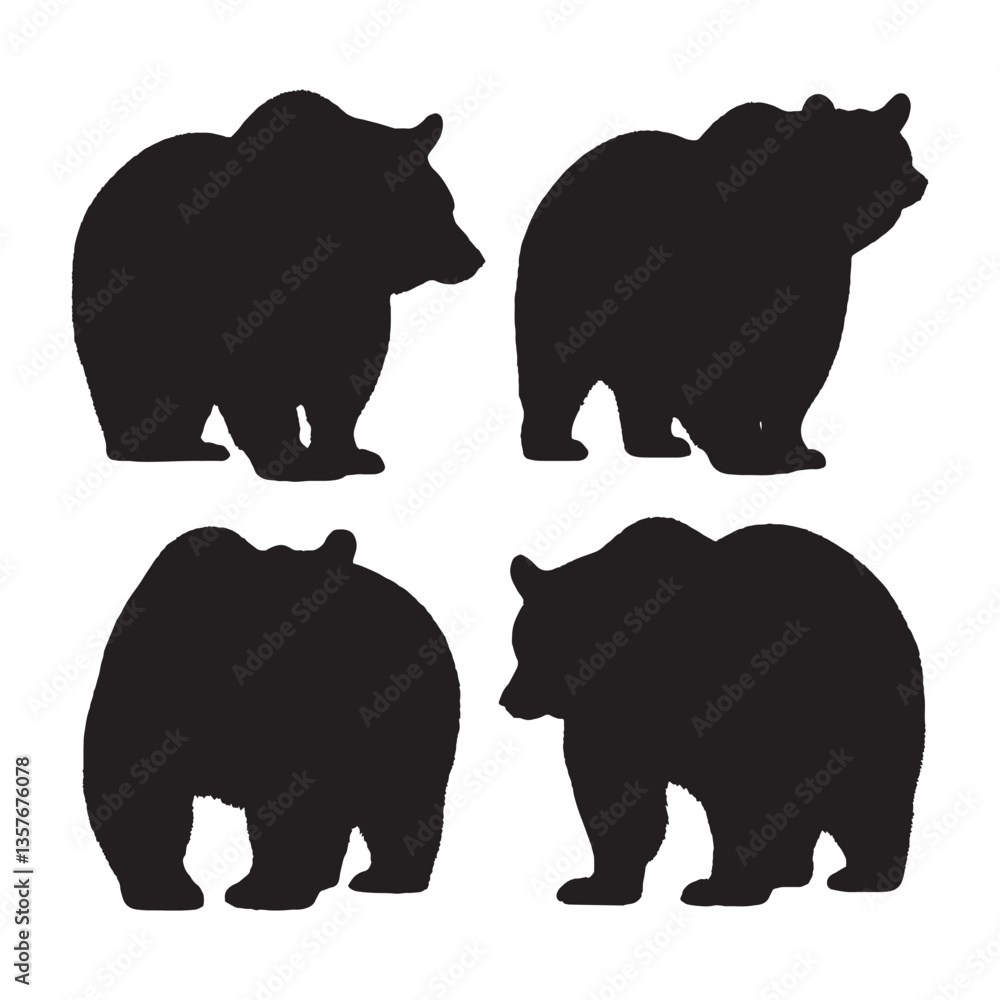 Fototapeta premium Bear Silhouette Vector - Powerful and Bold Animal Emblem for Rustic and Vintage Themes - Bear Vector - Bear Icon - Bear Illustration