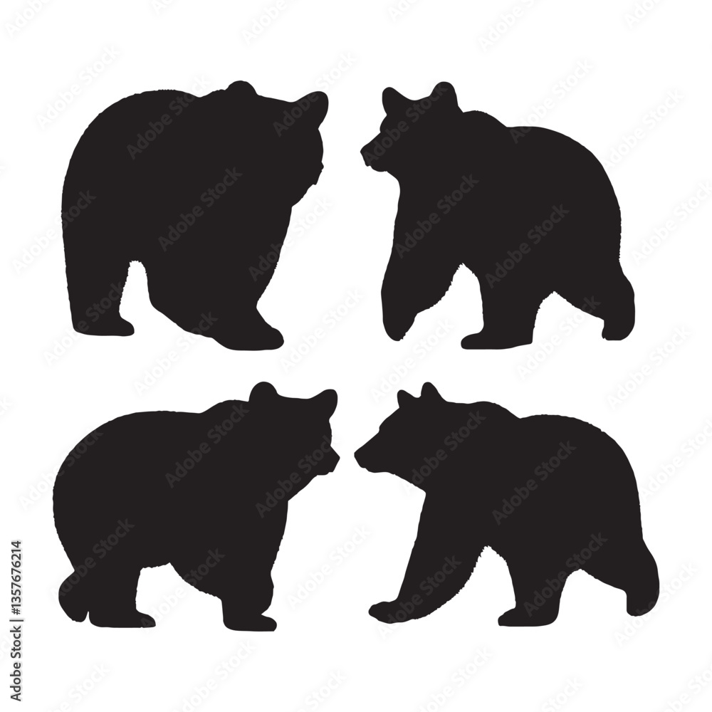 Fototapeta premium Bear Silhouette Vector - Wild and Mighty Predator Illustration for Outdoor and Adventure Brands - Bear Vector - Bear Icon - Bear Illustration