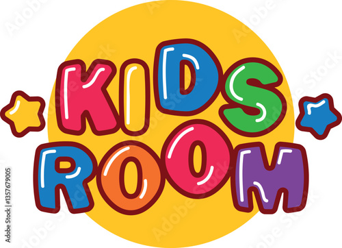 Kids room vector cartoon banner. Colorful  banner  for children's playroom decoration