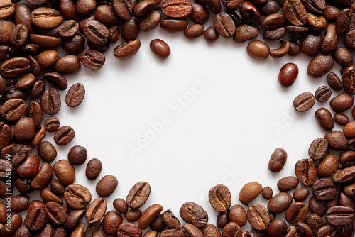 Wallpaper Mural marco de granos de café, en un fondo de tono blanco Torontodigital.ca