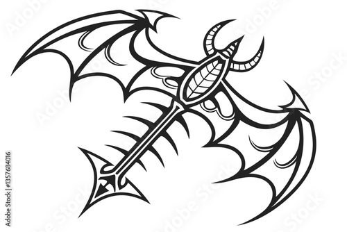 26 gothic spine tattoo, intricate black design, symmetrical pattern, sharp points, vertebrae-inspired, dark and edgy, biomechanical aesthetic, vertical orientation, high contrast, minimalist style, tr