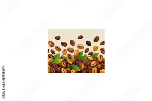 granos de cafe arabica tostados, fondo blanco