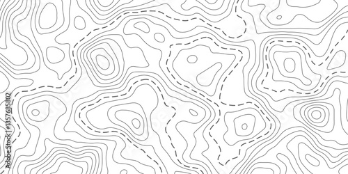 Abstract topography contour map background design. geometric black curve lines texture