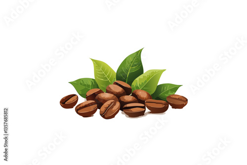 granos de cafe arabica tostados, fondo blanco