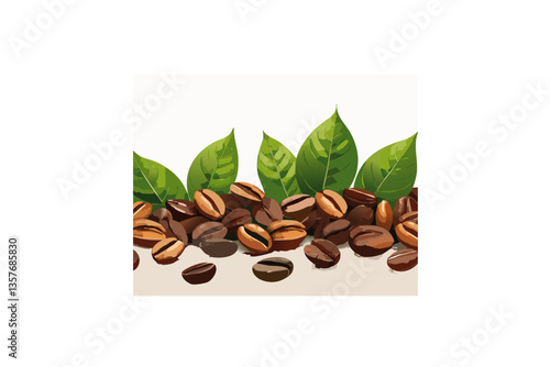 granos de cafe arabica tostados, fondo blanco