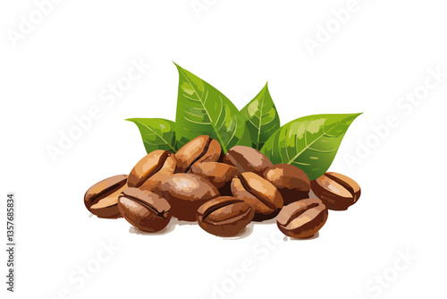 granos de cafe arabica tostados, fondo blanco