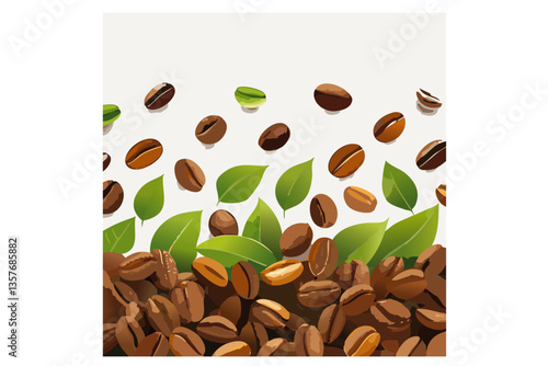 granos de cafe arabica tostados, fondo blanco