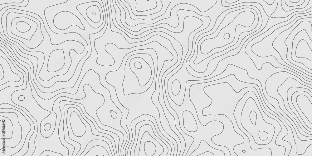 Abstract topography contour map background design. geometric black curve lines texture