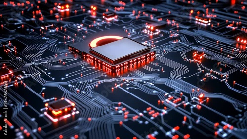 Glowing Circuit Board with CPU: A Technological Marvel