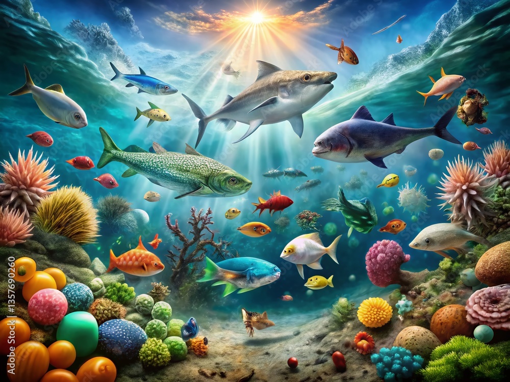 Fototapeta premium Ocean Food Chain: A Documentary Photography Approach - Pelagic Ecosystem