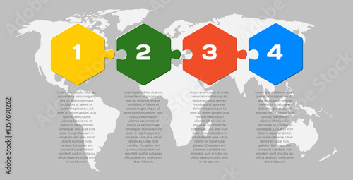 Puzzle diagram infographic process on 4 steps
