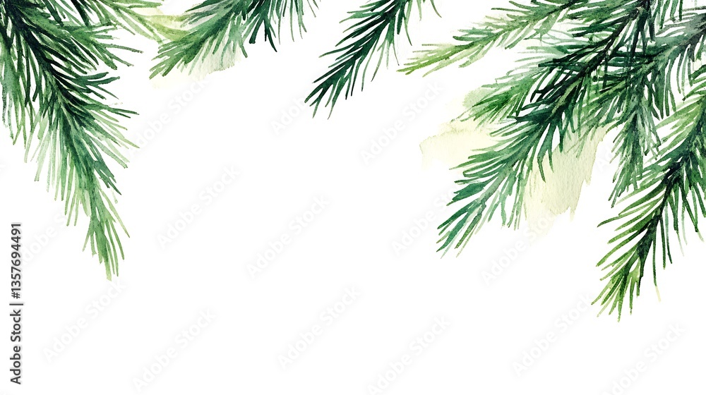Green pine branches isolated on white background for Christmas decoration Green pine branches isolated on white background for Christmas decoration