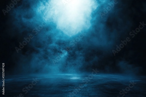 Wallpaper Mural Smoky, blue light stage, empty, spotlight Torontodigital.ca