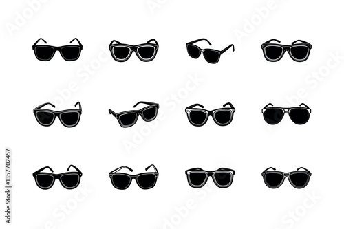Set of sunglass vector silhouette