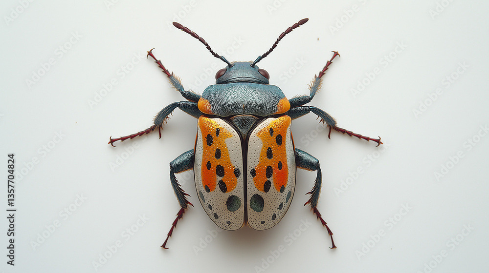 Magnificent chrome insect showcasing vibrant patterns and textures on an immaculate white backdrop, captivating nature enthusiasts with its intricate design and colors Magnificent chrome insect showcasing vibrant patterns and textures on an immaculate white backdrop, captivating nature enthusiasts with its intricate design and colors