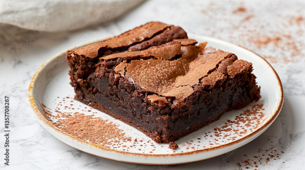 Deep-dish brownie slice with crisp edge and fudgy center, rich dessert visual ideal for indulgent dessert marketing and bakery product catalogs Deep-dish brownie slice with crisp edge and fudgy center, rich dessert visual ideal for indulgent dessert marketing and bakery product catalogs