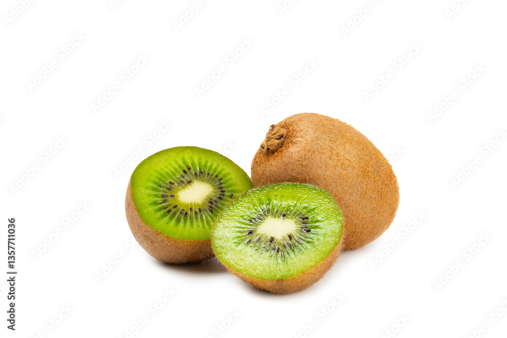 Kiwi isolated on white background. Whole fruit and slices pieces of kiwi on white background. fresh ripe juicy kiwi. Tropical fruit. Organic fruit. Kiwi isolated on white background. Whole fruit and slices pieces of kiwi on white background. fresh ripe juicy kiwi. Tropical fruit. Organic fruit.