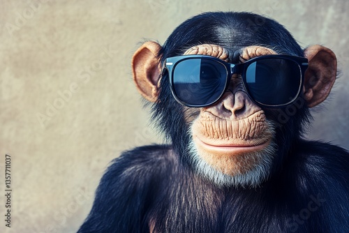 Wallpaper Mural Chimpanzee wearing sunglasses against neutral background Torontodigital.ca