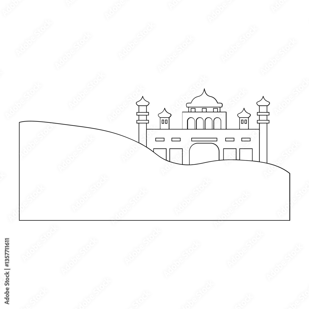 Fototapeta premium islamic mosque outline background illustration