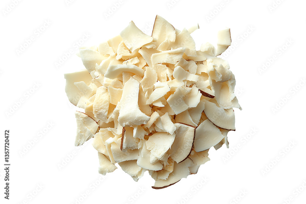 Coconut curls shavings Isolated on White and Transparent Background PNG Image. Coconut curls shavings Isolated on White and Transparent Background PNG Image.
