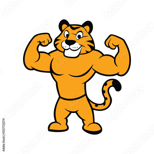 Cute cartoon lion mascot with a fun and friendly smile