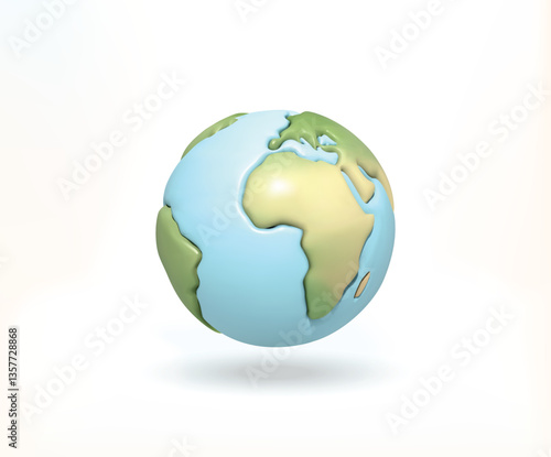 Earth globe 3d icon. Cartoon planet Earth isolated vector illustration.