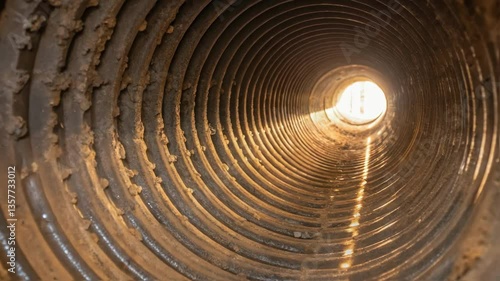 Wallpaper Mural Closeup of Tube Surface Macro shot of the inner surface of a heat exchanger tube revealing corrosion and sediment buildup that requires cleaning highlighted by a glimmer of light. Torontodigital.ca