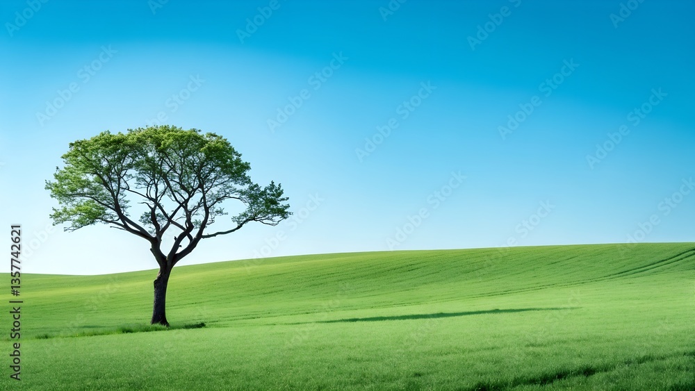Minimal natural background with single tree and empty space for text. Great for eco design, nature presentations, banners and environmental themes. Minimal natural background with single tree and empty space for text. Great for eco design, nature presentations, banners and environmental themes.