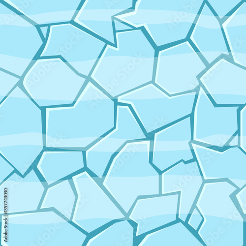 Seamless vector illustration representing a cracked ice surface, forming a repeating pattern ideal for video game level design or as a decorative background