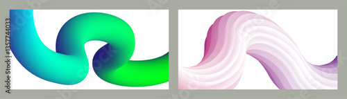 Abstract volumetric background. Cords. set of two illustrations. Toothpaste in a tube. Minimalism. Creative modern background. Cover design, wallpaper, background. eps vector.