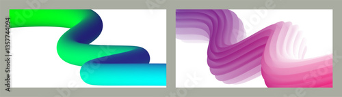 Abstract volumetric background. Cords. set of two illustrations. Toothpaste in a tube. Minimalism. Creative modern background. Cover design, wallpaper, background. eps vector.