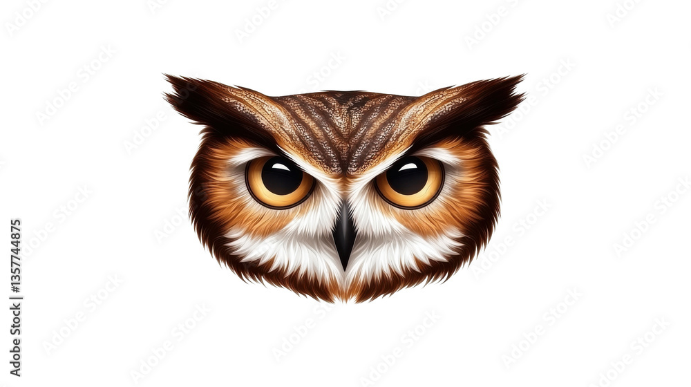 Fototapeta premium Brown and Orange Owl Portrait Pixel Art on Black Background