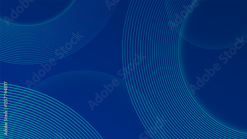 Circle lines abstract vector background. Minimal geometric circular dark blue pattern. Modern futuristic technology style. For widescreen presentation slide, conference, gala, powerpoint, keynote.