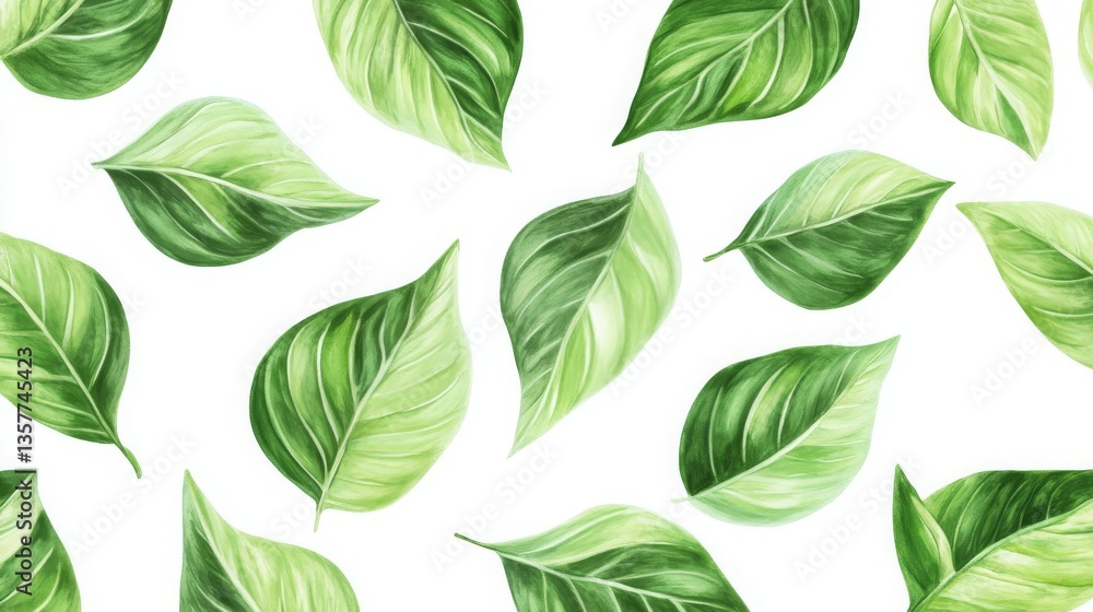 Seamless green leaves pattern on a white background. Seamless green leaves pattern on a white background.