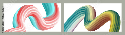 Abstract volumetric background. Cords. set of two illustrations. Toothpaste in a tube. Minimalism. Creative modern background. Cover design, wallpaper, background. eps vector.