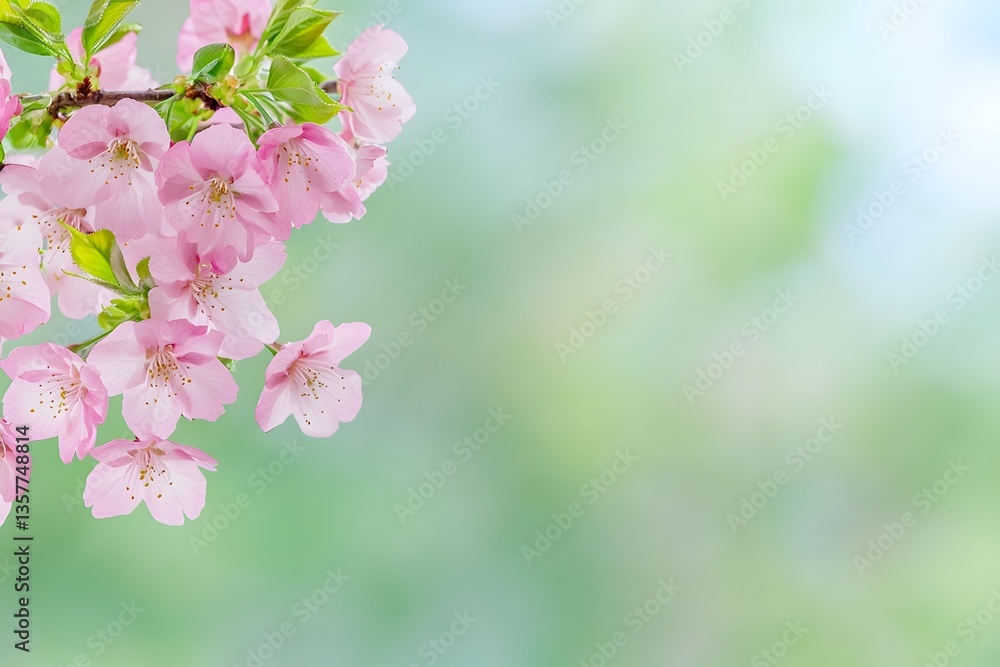 Fototapeta premium Delicate pink blossoms against a fresh spring backdrop