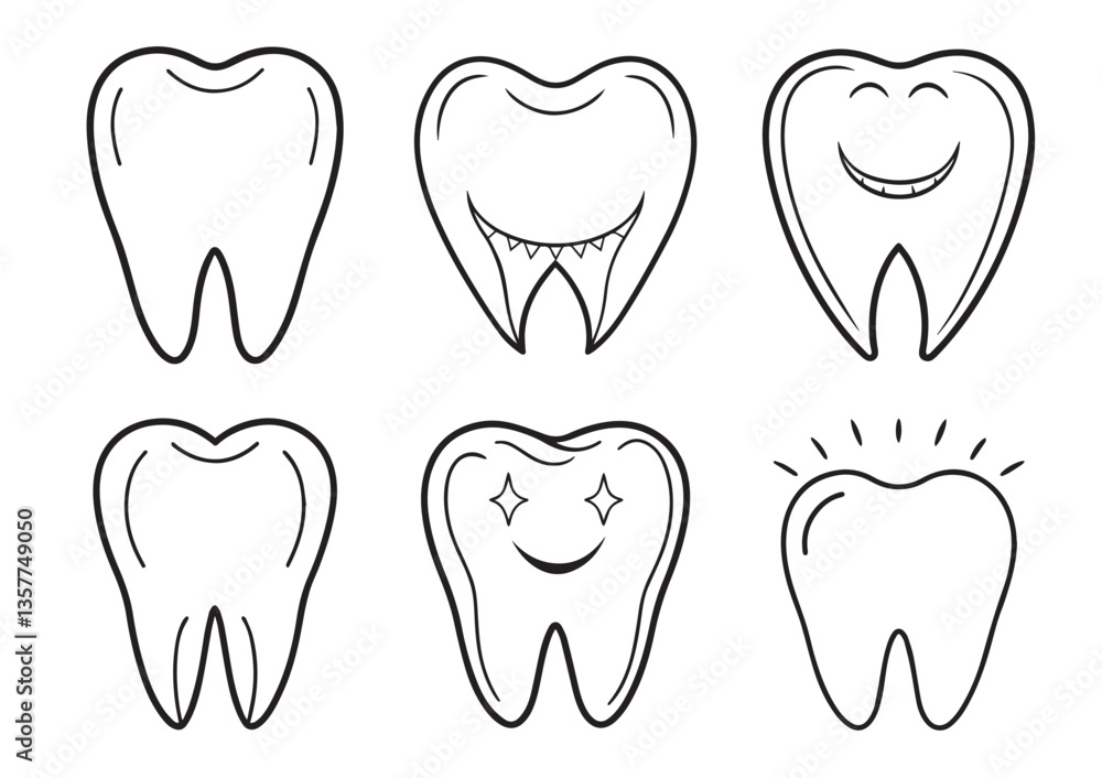 Tooth vector design. Tooth silhouette. Tooth illustration Set Tooth vector design. Tooth silhouette. Tooth illustration Set