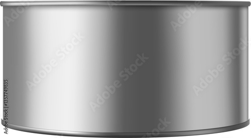 Simple, gray metallic tin can standing upright, offering a blank canvas for creative beverage packaging mockups and innovative design concepts in a clean, minimalist style