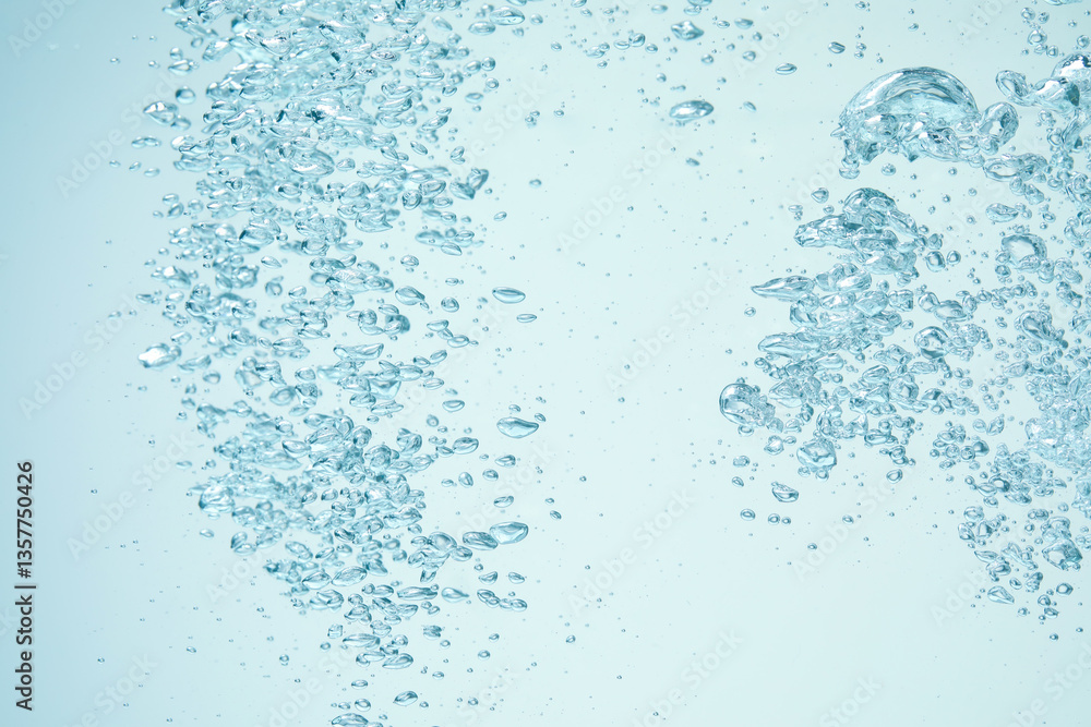 Many water bubbles on light background, closeup Many water bubbles on light background, closeup