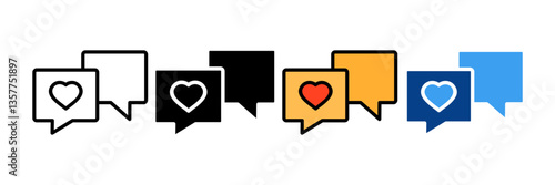 Love Speech Bubble Icon Set Multiple Style Collection
