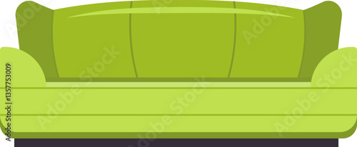 Green sofa with rounded edges and soft cushions, providing a comfortable seating option for living rooms or lounge areas, adding a touch of elegance and relaxation to interior design
